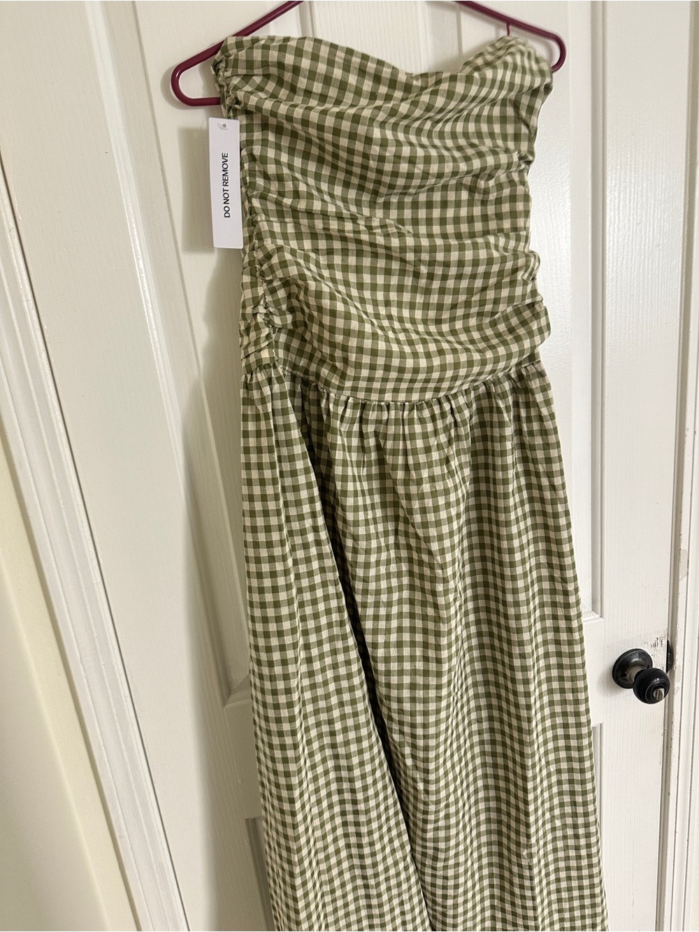 Princess Polly Olive Green Gingham Strapless Maxi Dress - Picture 2 of 4